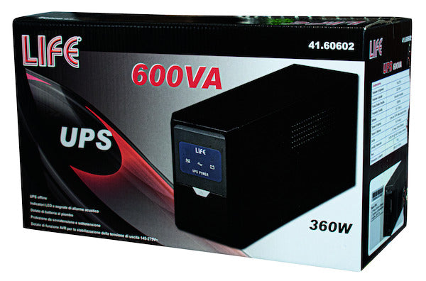 UPS OFF-LINE 600VA/360W, 1 Batteria 12V 7.5Ah, Case metallico