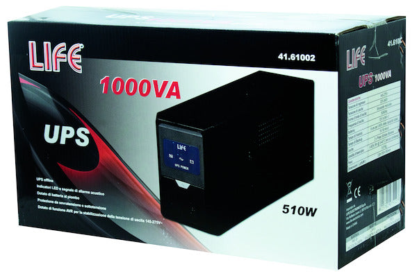 UPS OFF-LINE 1000VA/510W, 1 Batterie 12V 9.0Ah, Case metallico