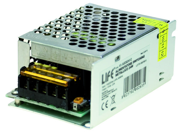 Alimentatore Switc . Metal . Serie 3, 12Vdc 2,0A 24W INPUT 110/220Vac +/-10% DIMEN.85*58*35mm