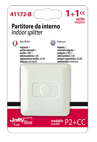 Partitore da interno 1 ingresso + 1 uscita + 1 uscita con passaggio di corrente JOL41172-B