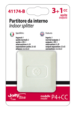 Partitore da interno 1 ingresso+ 3 uscite + 1 uscita con passaggio di corrente JOL41174-B