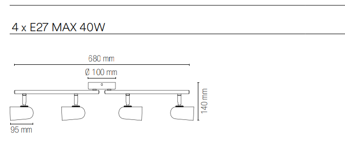 Spot in metallo con punti luce orientabili disponibili nella versione bianca e nera opaco lampada E27 non inclusa