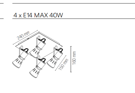 Spot in metallo con punti luce orientabili e finitura cromo lampade E14 non inclusa