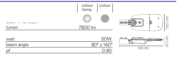 Faro stradale per esterno IP65 in alluminio con lenti in materiale autoestinguente , antiurto e anti-UV led 4000°k STREETWAY