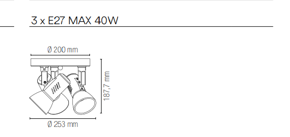 Spot in metallo con punti luce orientabili con finitura bianca lampade E14 non incluse collezione CARRERA