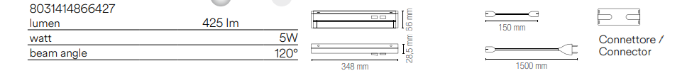 Barra sottopensile orientabile con struttura e diffusore in PC led integrato 4000°k collezione MOVIE