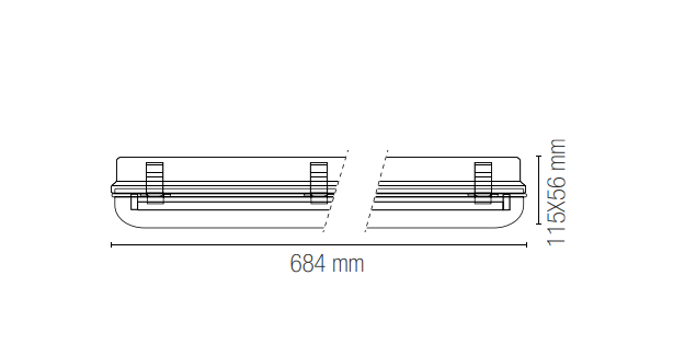 Plafoniera stagna per tubi led 2Xt8 non inclusi in PC+PC 60-120-150cm per illuminazione uffici ATLANTIC