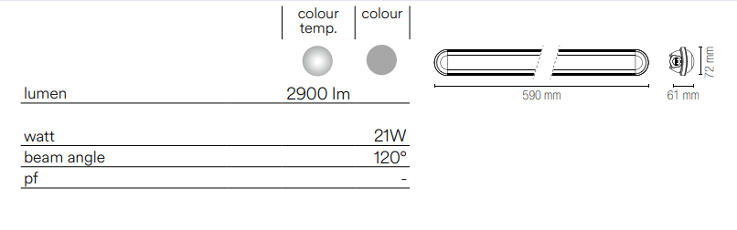 Plafoniera stagno in policarbonato led integrato luce natura 4000°k NAUTILUS