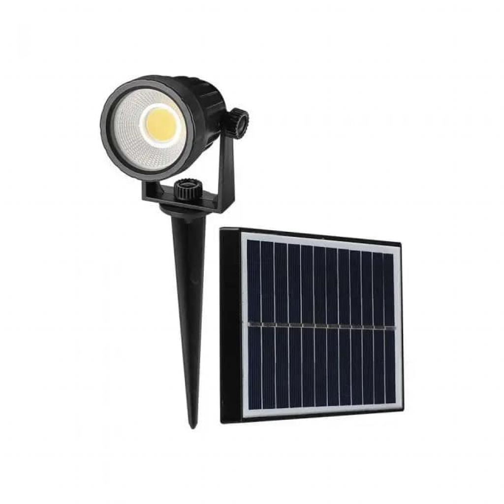 V-TAC Faretto LED da Giardino con Picchetto Colore Nero Con Pannello Solare 2W 4000K IP65