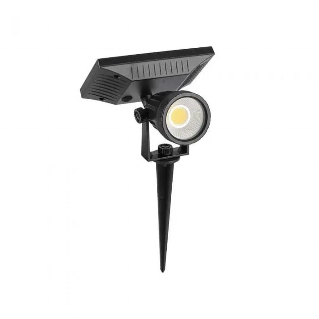 V-TAC Faretto LED da Giardino con Picchetto Colore Nero Con Pannello Solare 2W 4000K IP65