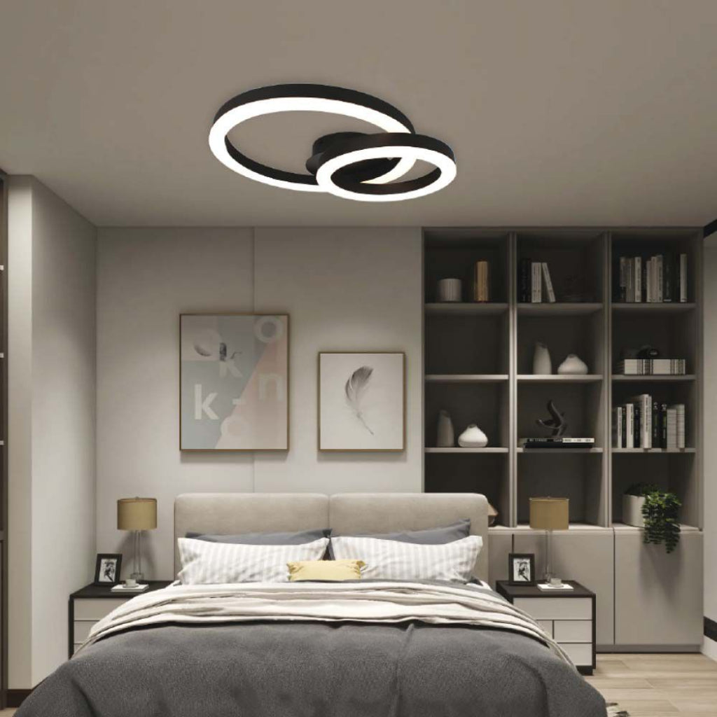 V-TAC Lampadario LED a Sospensione 20W dal Design Moderno a due Anelli Colore Nero 3000K