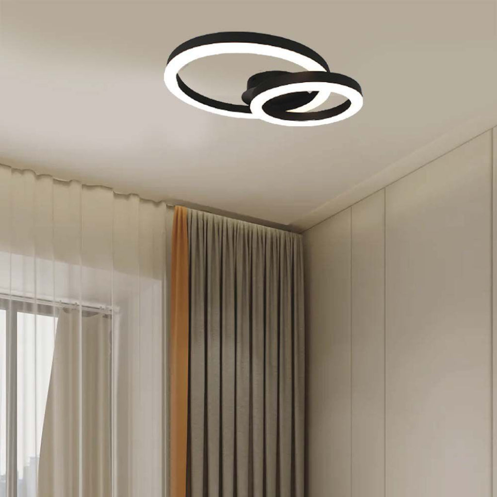 V-TAC Lampadario LED a Sospensione 20W dal Design Moderno a due Anelli Colore Nero 3000K