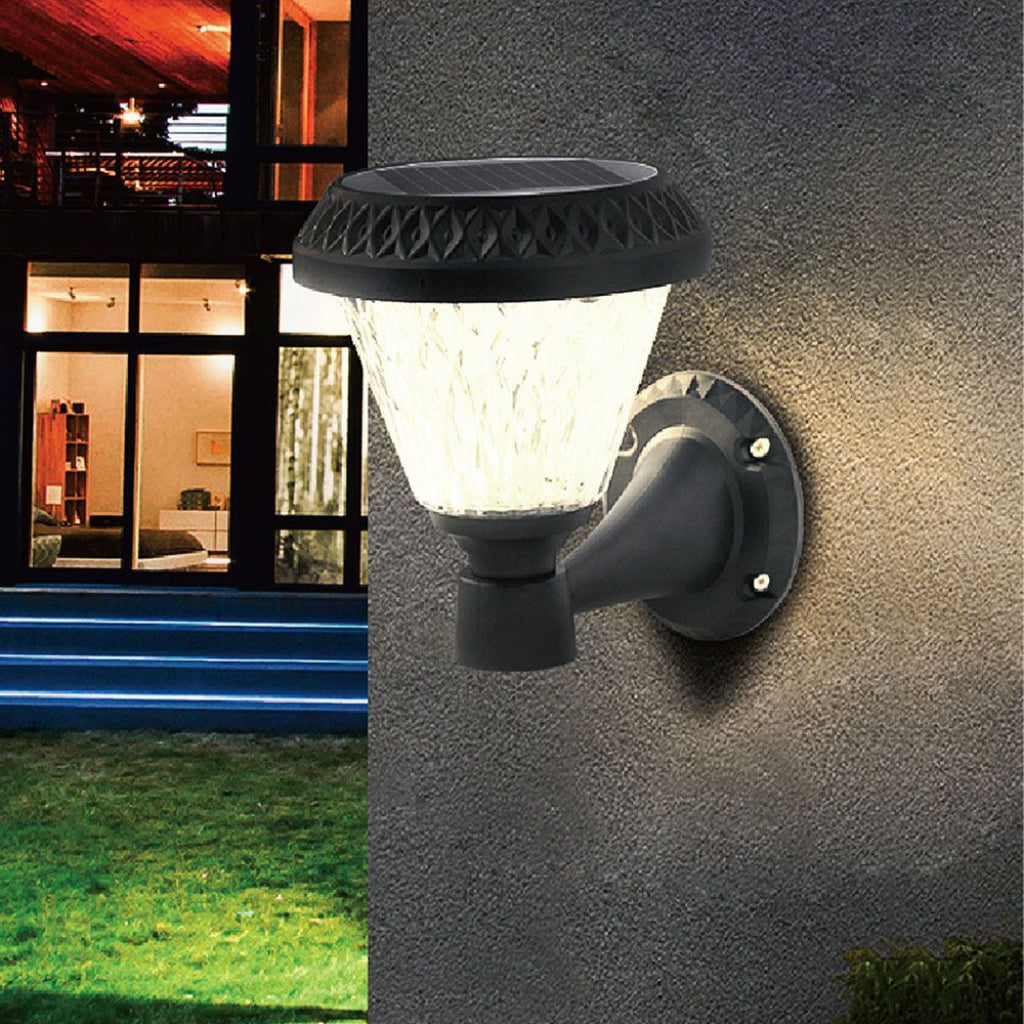 V-TAC Lampada LED Solare da muro 0,8W a Cono con Telecomando Colore Nero 3in1 IP44