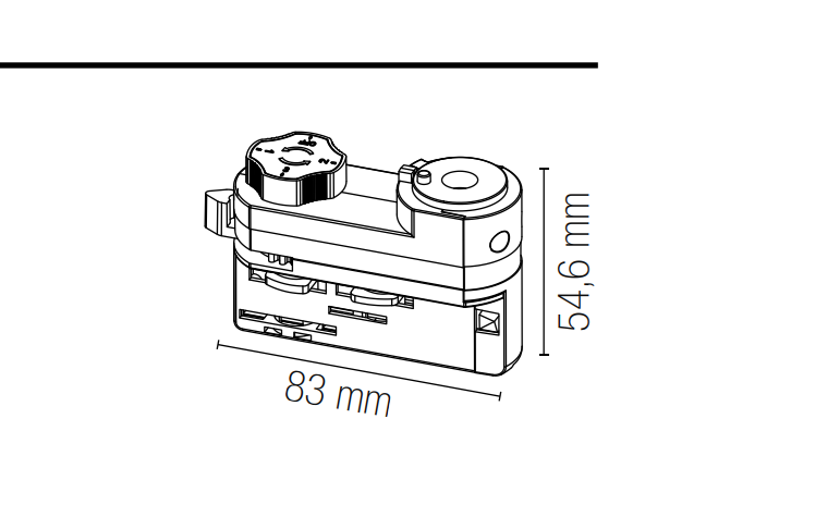 Adattatore per binario trifase collezione TRACK LED-TRACK-ADAT finitura bianca-nera