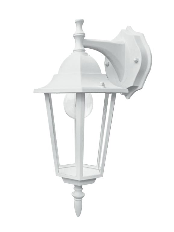 Applique lanterna per esterno IP44 rivolta in basso in alluminio antracite o bianco diffusore vetro lampada 1XE27 non inclusa MILANO