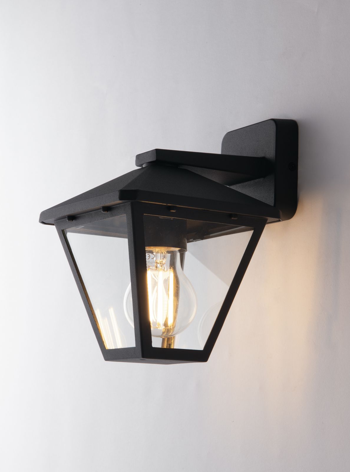 Applique per esterno IP44 in alluminio antracite diffusore vetro rivolta in basso lampada 1XE27 non inclusa PRISMA