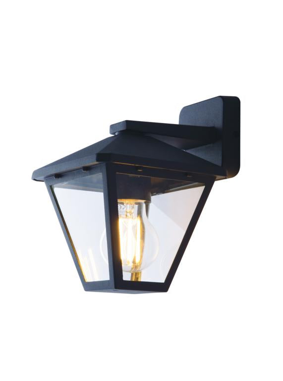 Applique per esterno IP44 in alluminio antracite diffusore vetro rivolta in basso lampada 1XE27 non inclusa PRISMA