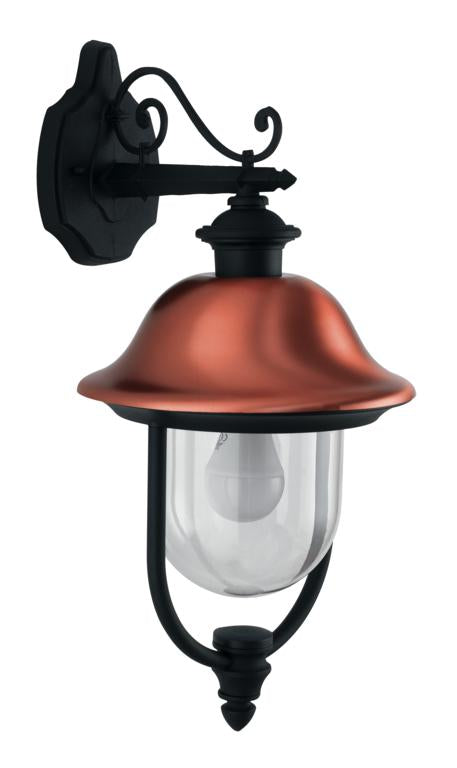 Applique per esterno IP44 in alluminio rame diffusore policarbonato rivolta in basso lampada 1XE27 non inclusa VENEZIA