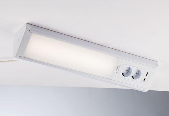 Barra sottopensile angolare con prese in alluminio led integrato 4000°k con diffusore in PC collezione HABILIS