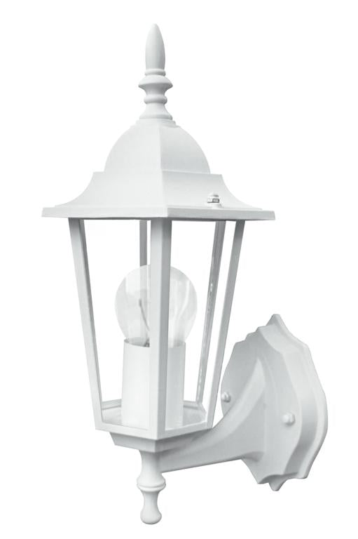 Applique lanterna per esterno IP44 rivolta in alto in alluminio antracite o bianco diffusore in vetro lampada 1XE27 non inclusa MILANO