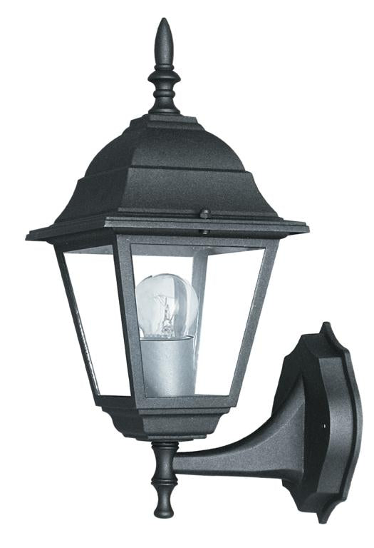 Lanterna rivolta in alto per esterno IP44 in allumino antracite o bianco diffusore in vetro lampada 1XE27 non inclusa ROMA