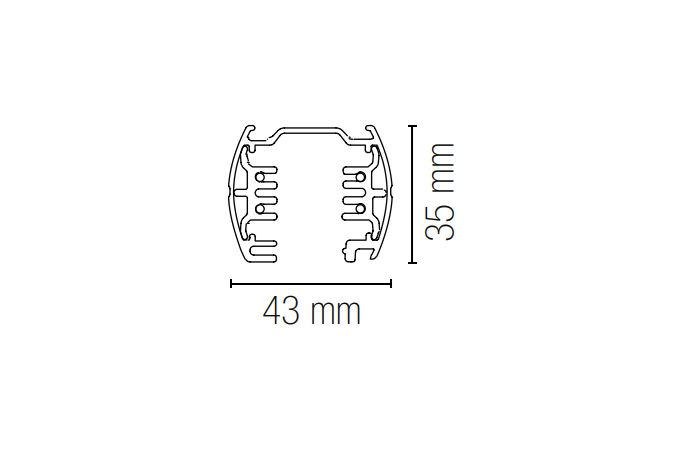 Binario elettrificato trifase in alluminio finitura bianca-nera 1METRO/2METRI/3METRI LED-TRACK