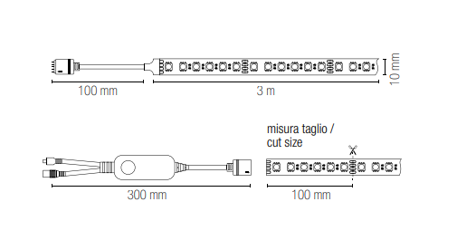 Kit strip led WIFI 3 metri 12V driver incluso e telecomando IP20 RGB+4000° 6.5W/m 540 lumen