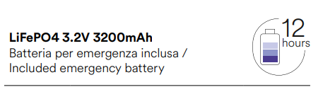 Plafoniera LED IP65 in policarbonato bianca con batteria Ni-Cd con durata fino a 12H e funzione d’emergenza combinata e permanente ,collezione ETERNA