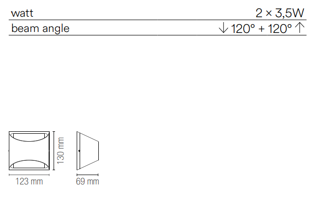 Applique per esterno in alluminio bianco o nero led integrato con regolazione luce 3000-4000°k 2x3.5W 840 lumen VEYRON