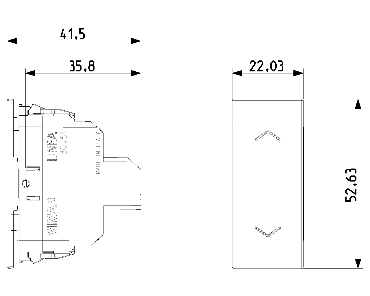 Pulsante commutatore 2P 10 A 250 V~ (6 morsetti) con frecce direzionali e posizione OFF centrale Vimar Linea bianco-nero-canapa 30061.B/G/C