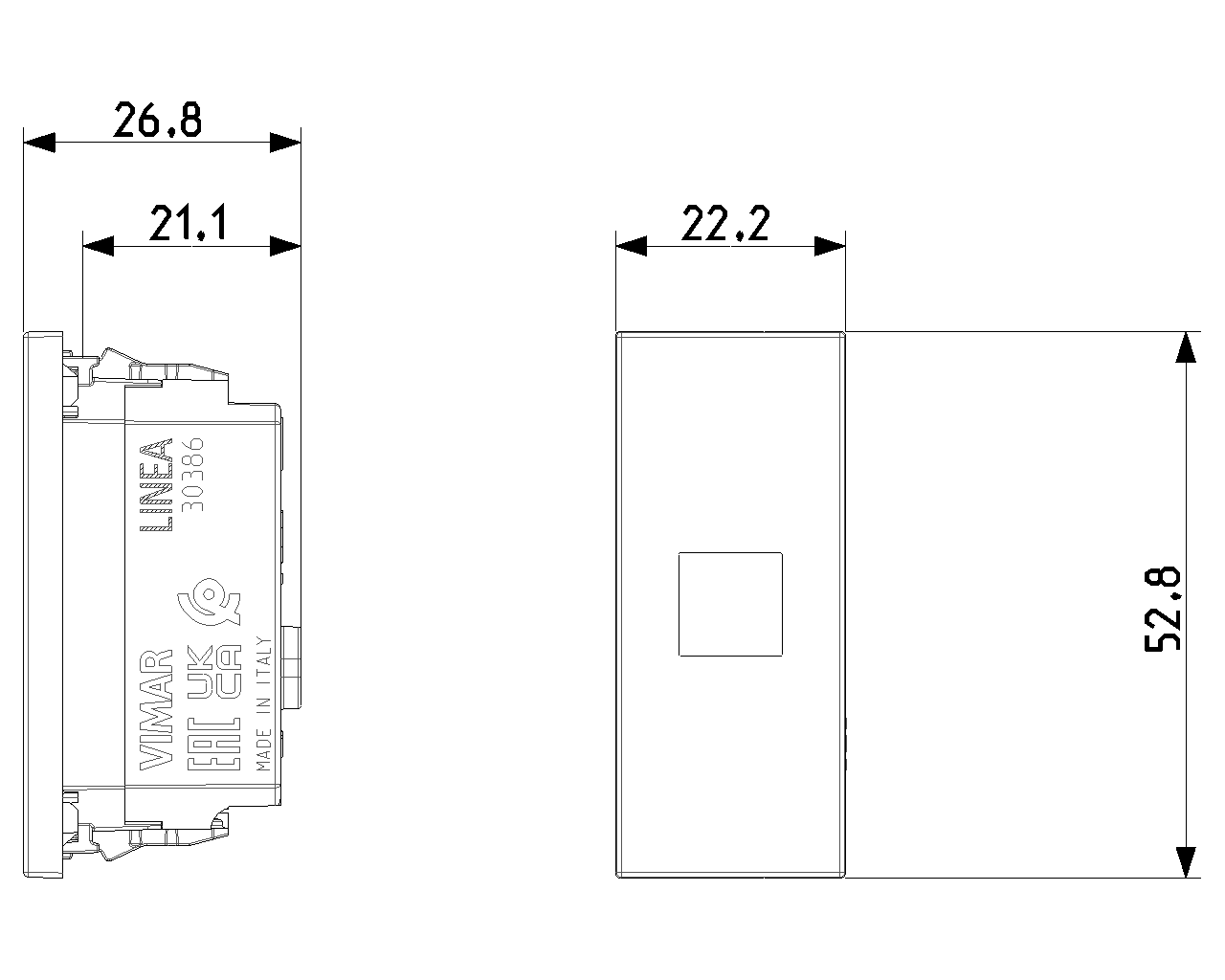 Spia per unità di segnalazione, diffusore neutro. Vimar Linea bianco-nero-canapa  30386.B/G/C