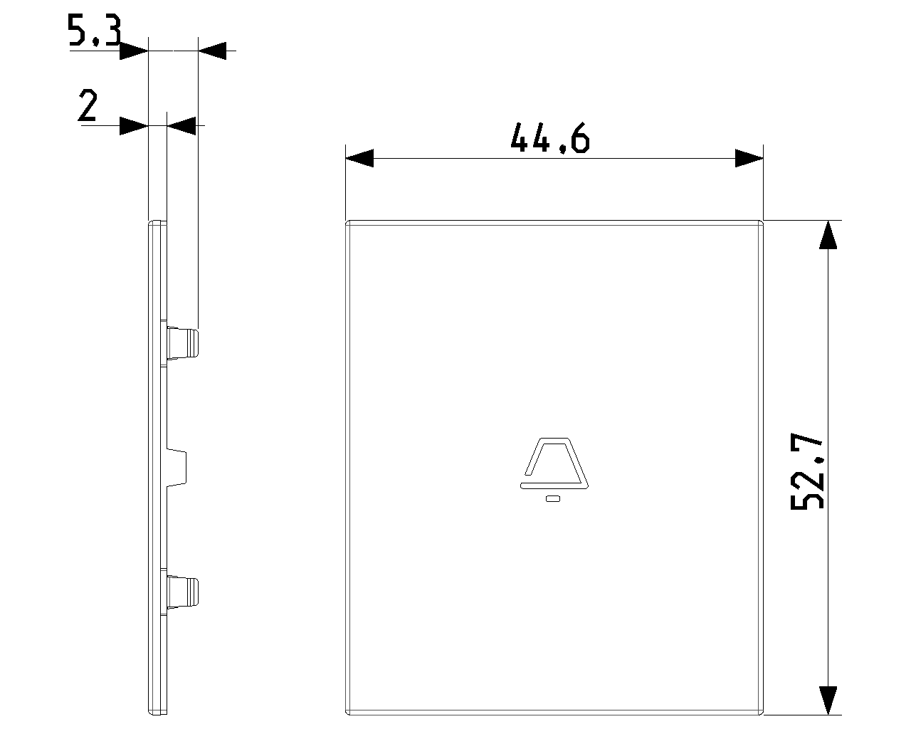 Tasto intercambiabile 2 moduli per comandi assiali, simbolo campanello illuminabile Vimar Linea 31000A.2CB/G/C