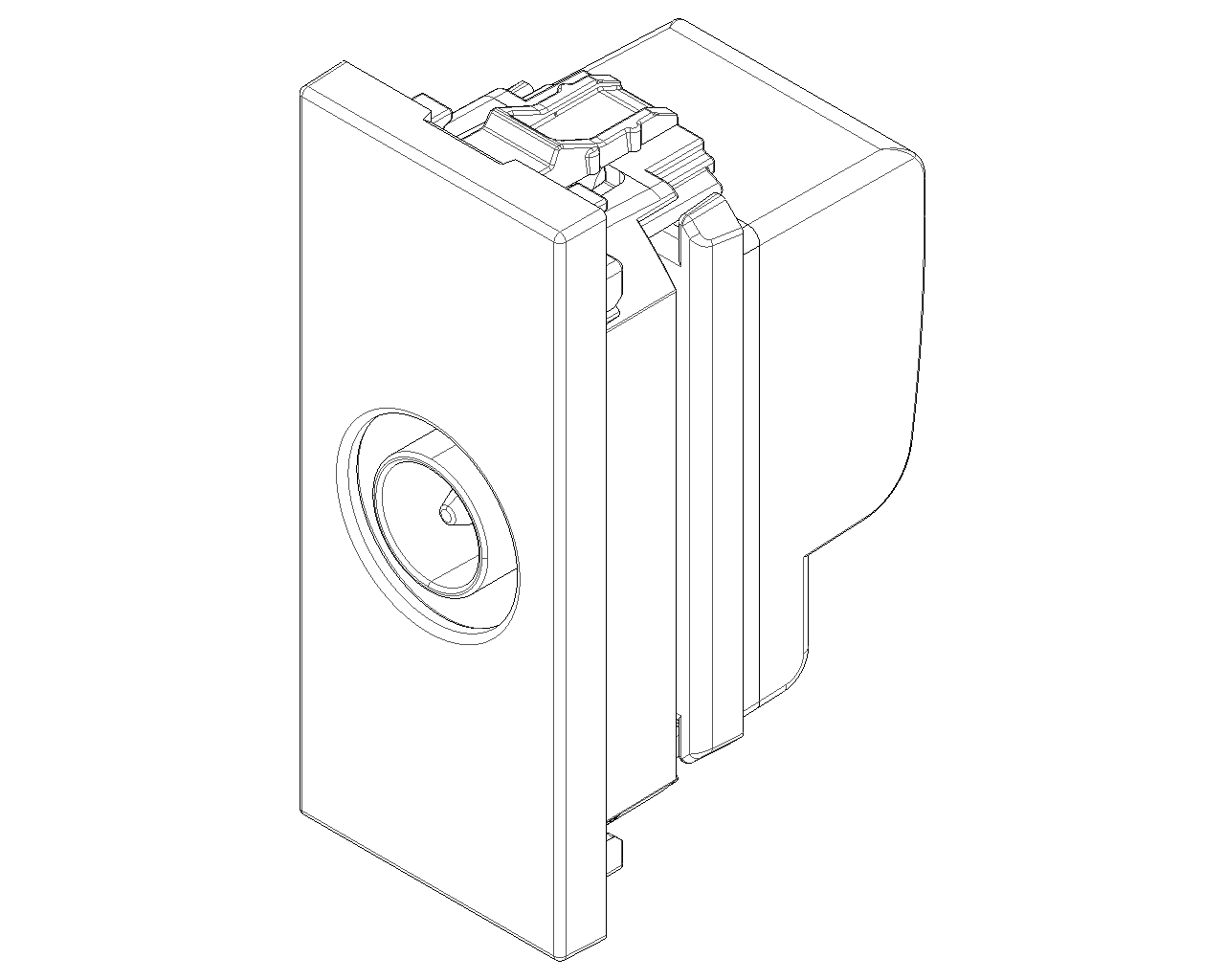 Presa coassiale TV-RD-SAT, 5-2400 MHz, passante, con connettore maschio, attenuazione di derivazione 10 dB Vimar Linea bianco-nero-canapa 30300.10B/G/C