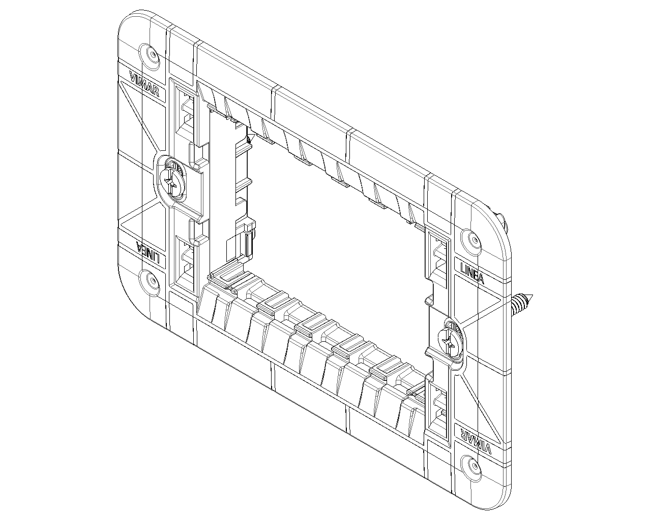 Supporto antieffrazione 3 moduli, con viti, per scatole 3 moduli Vimar Linea 30613AE