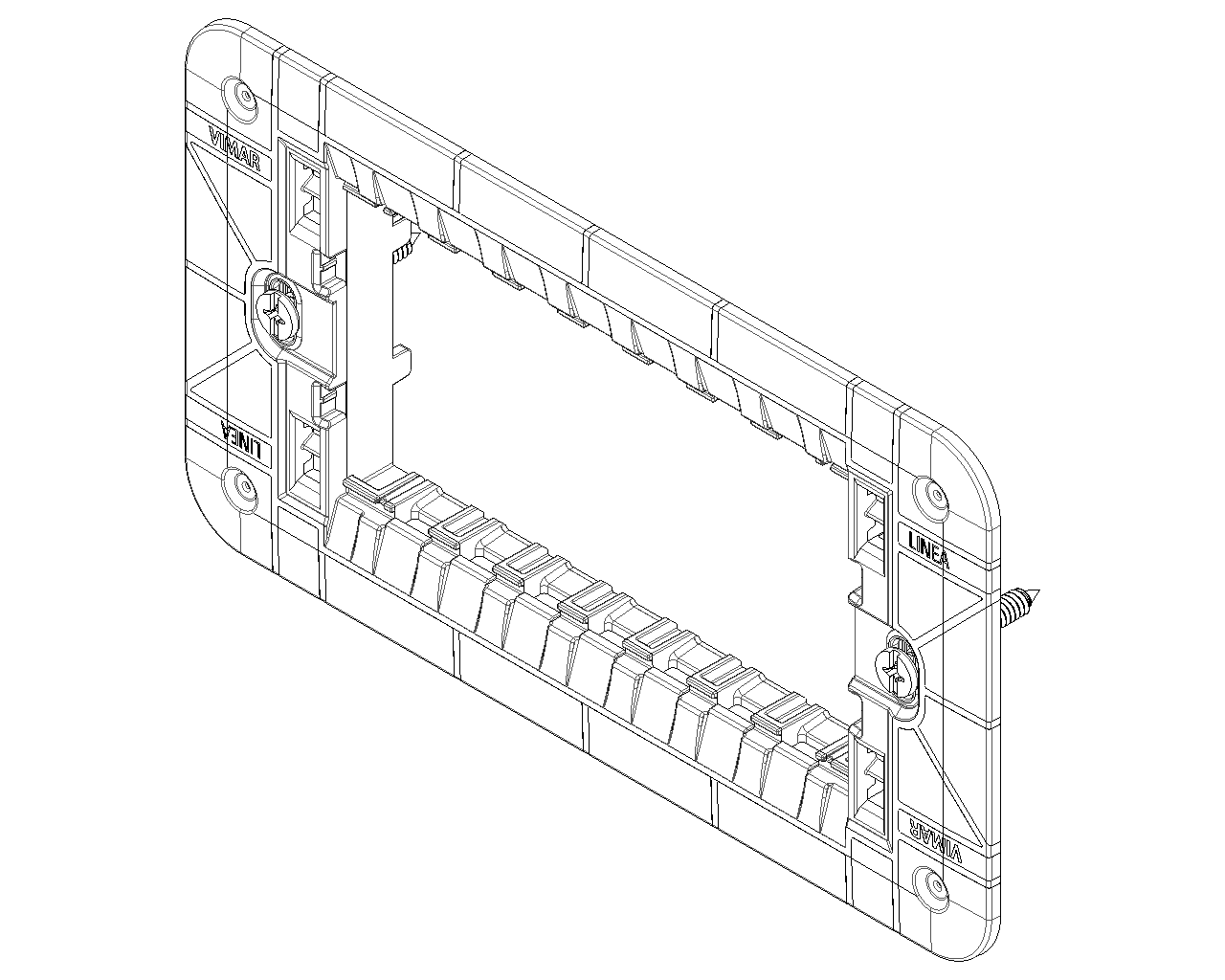 Supporto 4 moduli, con viti, per scatole 4 moduli Vimar Linea 30614