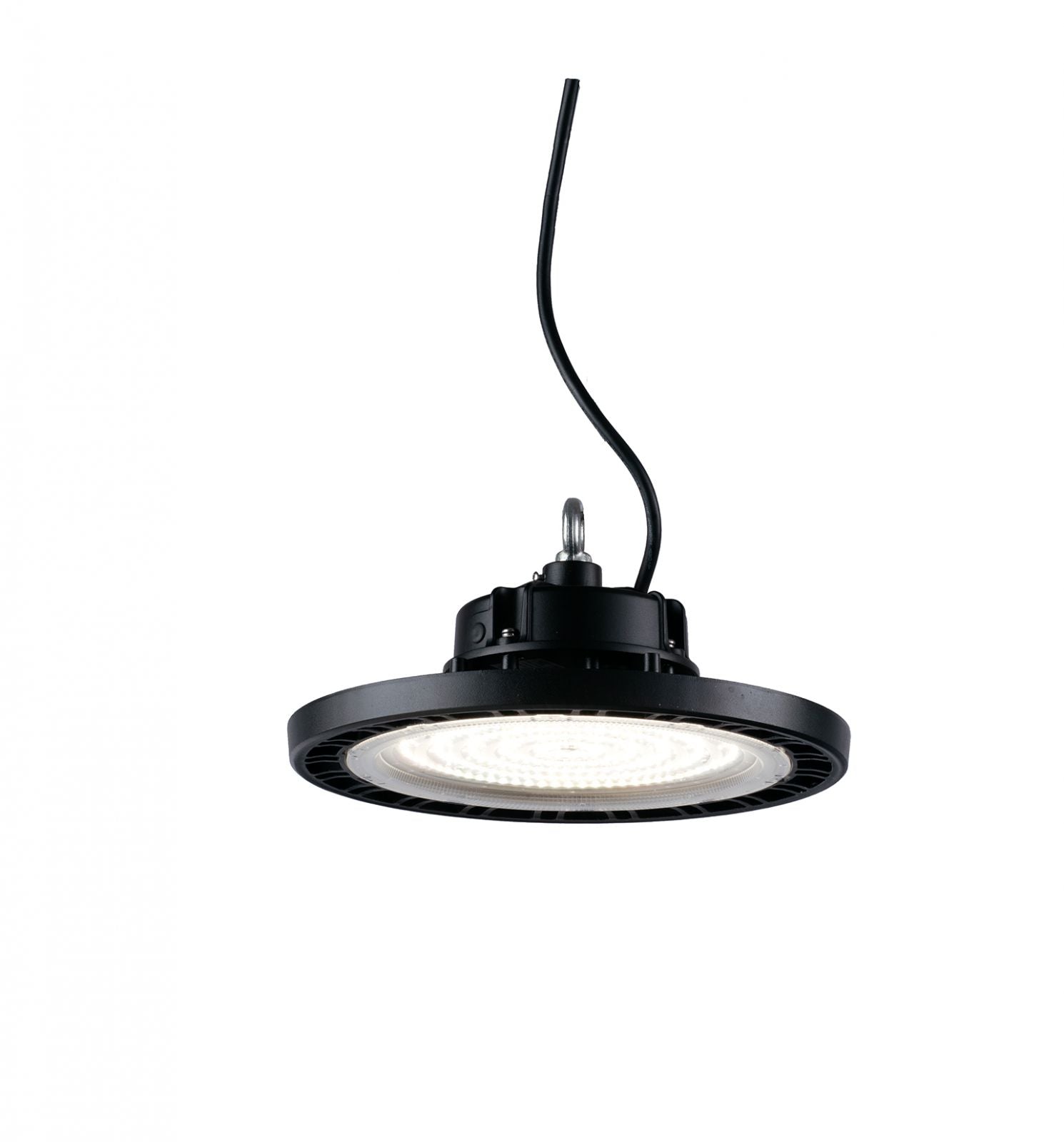 Lampada led high bay sospensione in alluminio nero per illuminazione industriale cavo in gomma 1 metro incluso AVATAR