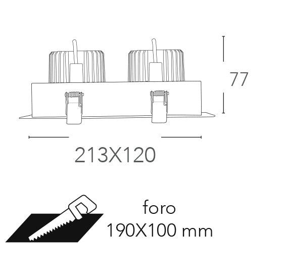 Faretto ad incasso antiriflesso con bordo bianco ed interno nero satinato orientabile INC-APOLLO 2 luci