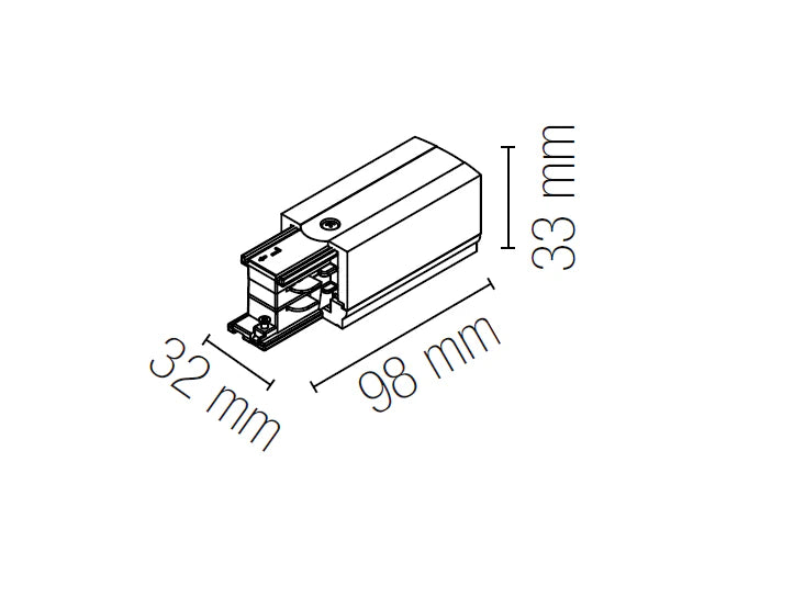 Innesto sinistro/destro per binario elettrificato trifase RAIL bianco/nero