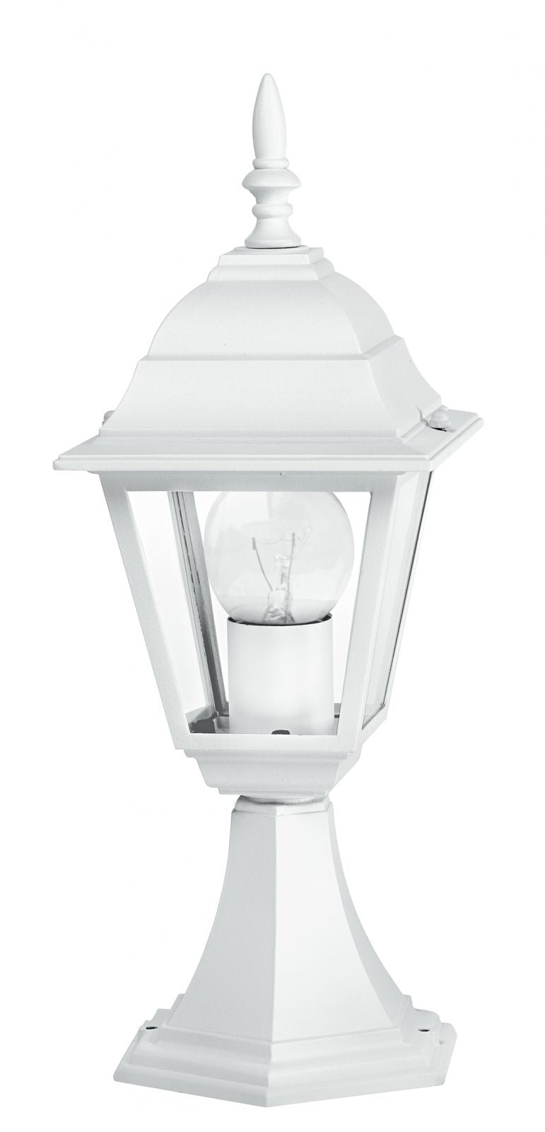 Palo lanterna per esterno IP44 in alluminio antracite o bianco diffusore vetro lampada 1XE27 non inclusa ROMA