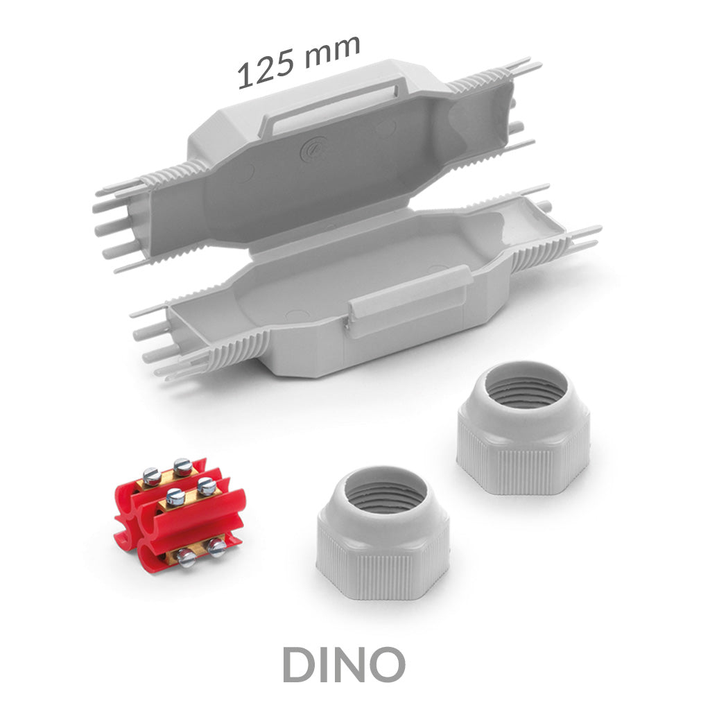 Giunto elettrico già riempito in gel riutilizzabile IP68 completo di connettore DINO RAY TECH