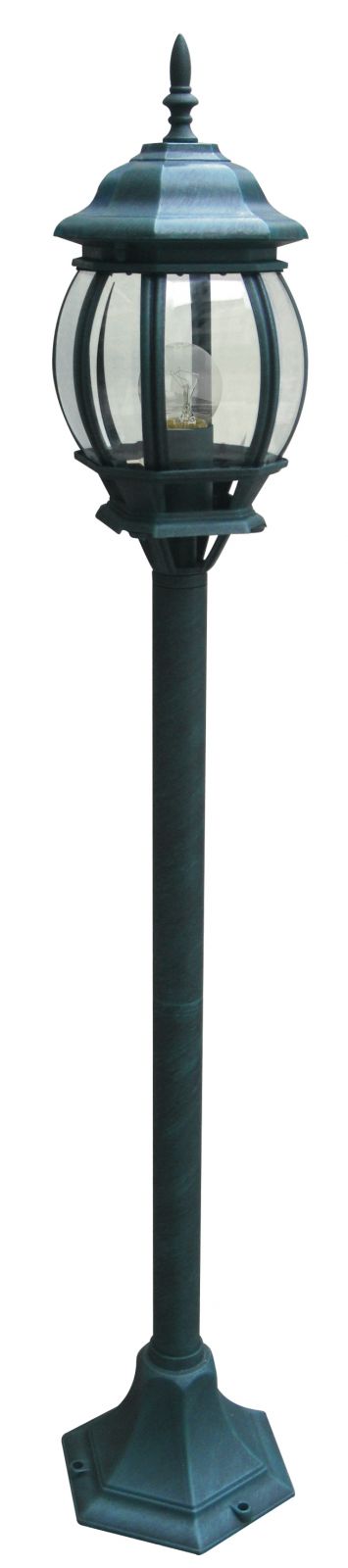 Palo lanterna per esterno IP44 in alluminio nero pennellato verde diffusore vetro lampada 1XE27 non inclusa SANTIAGO