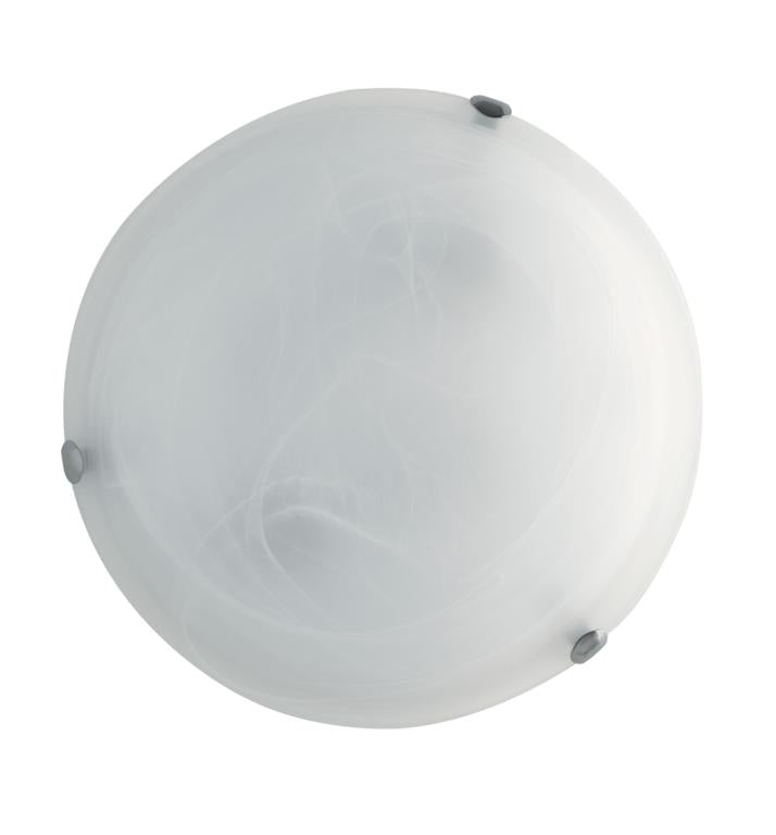 Plafoniera LED in vetro alabastro bianco con finiture cromo CCT D.30cm 18W 2640LM LUNA