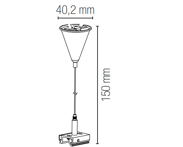 Kit sistema sospensione per binario trifase collezione TRACK LED*TRACK-S 1.5-3 METRI finitura bianca-nera