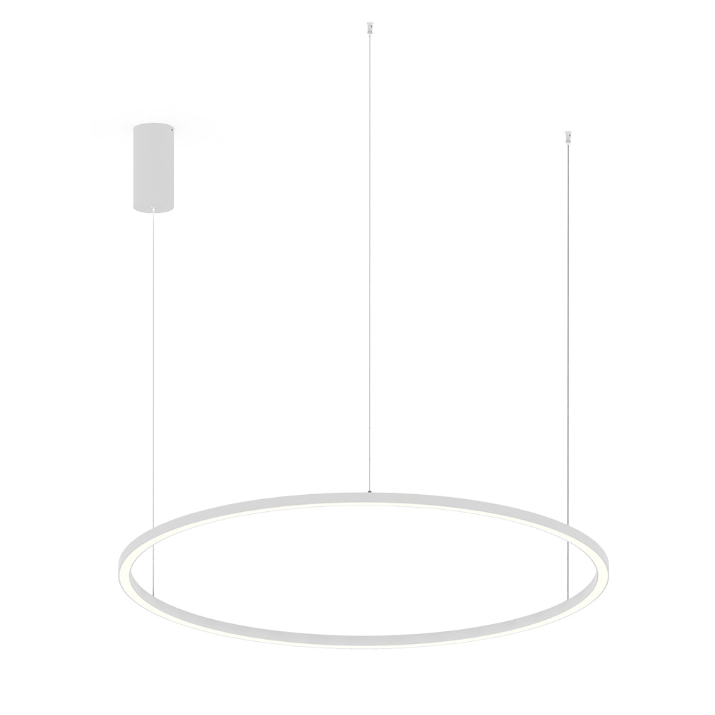 Sospensione in alluminio bianco-nero-oro con diffusore in acrilico cavi in acciaio LED CCT HOOP-S120