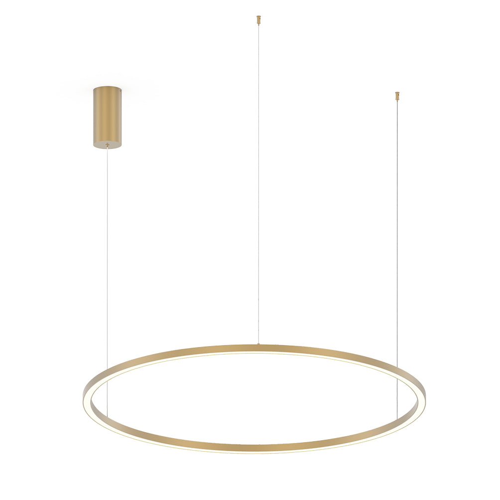 Sospensione in alluminio bianco-nero-oro con diffusore in acrilico cavi in acciaio LED CCT HOOP-S120