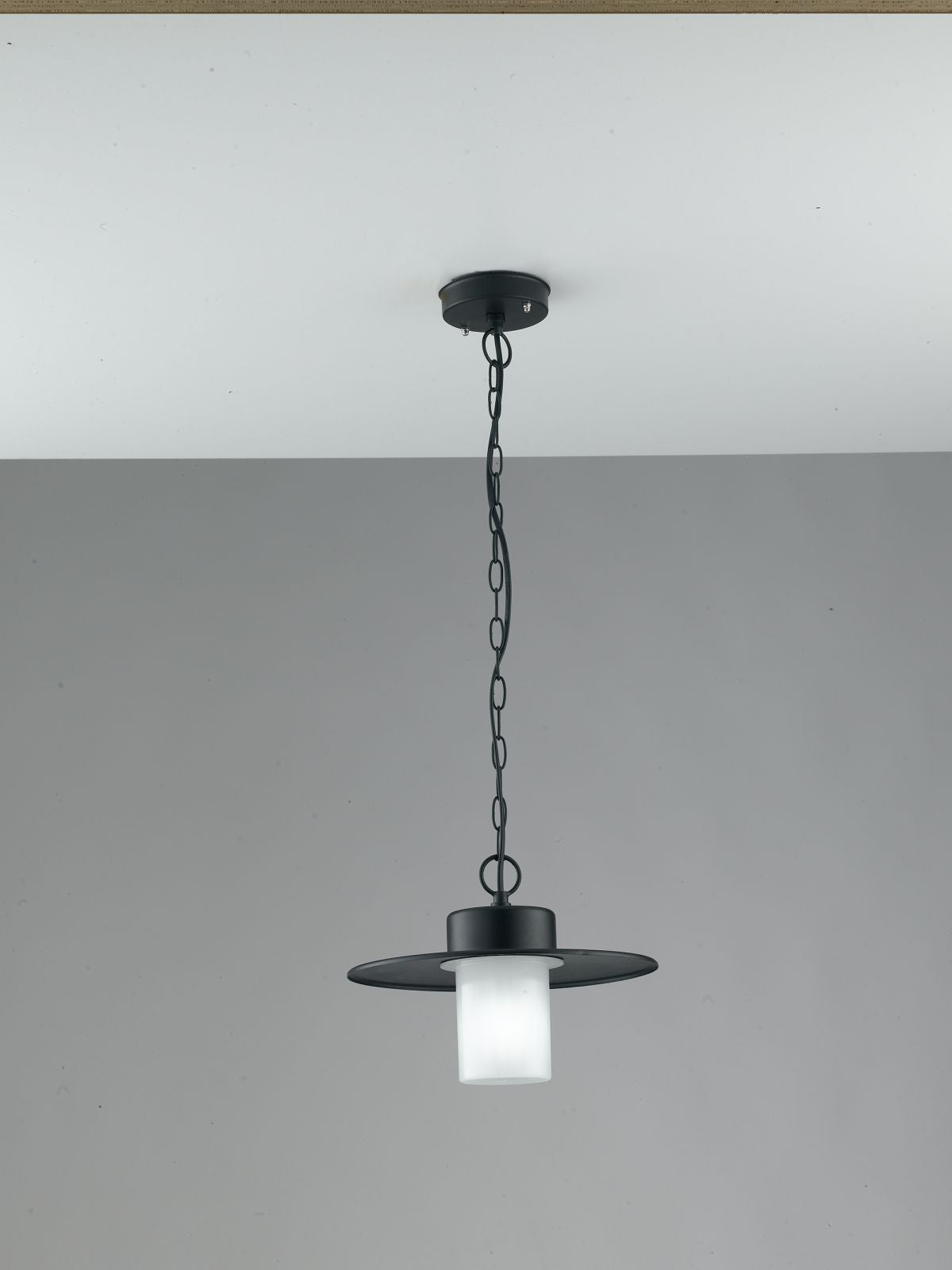 Sospensione per esterno IP44 in alluminio nero con diffusore in policarbonato bianco lampada 1XE27 non inclusa YORK