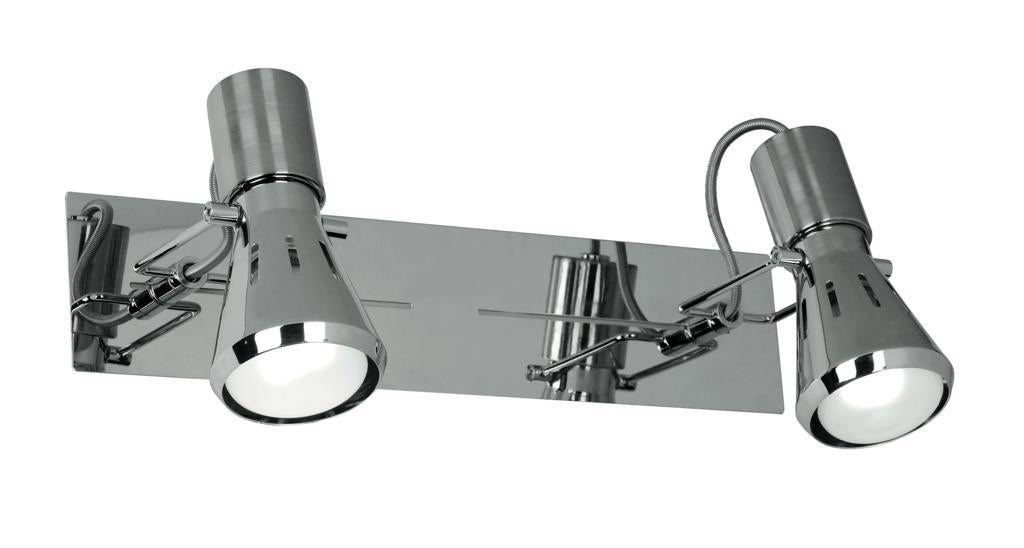 Spot in metallo con punti luce orientabili e finitura cromo lampade E14 non inclusa