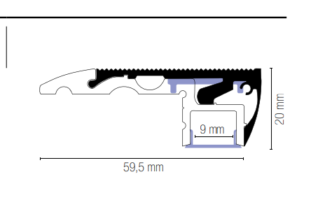 Profili in alluminio per gradini calpestabili diffusore opale e tappi inclusi 2 metri collezione STEPWAY