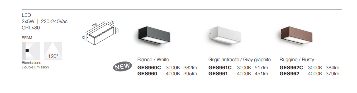 GEALUCE Applique in alluminio bianco-antracite-marrone IP54 LED