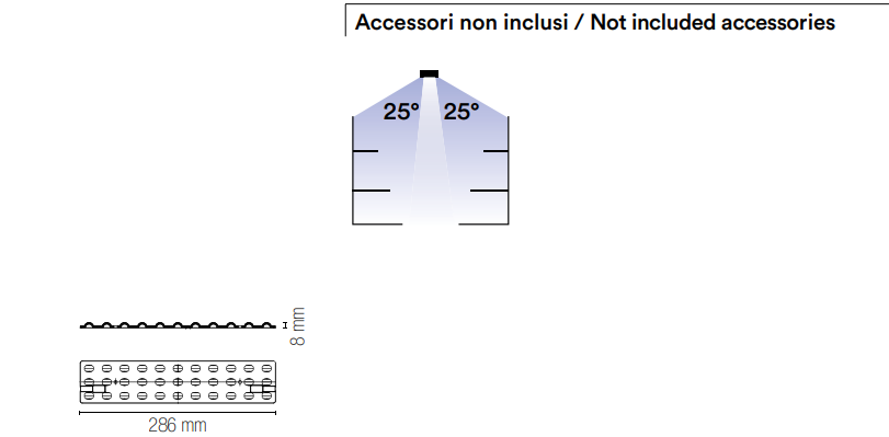 Lente per doppio fascio luminoso 25° per lampada lineare MAXWELL